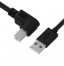 Кабель GCR 1.5m USB 2.0, AM/BM угловой, черный, 28/28 AWG, экран, армированный, GCR-52916                                                                                                                                                                 