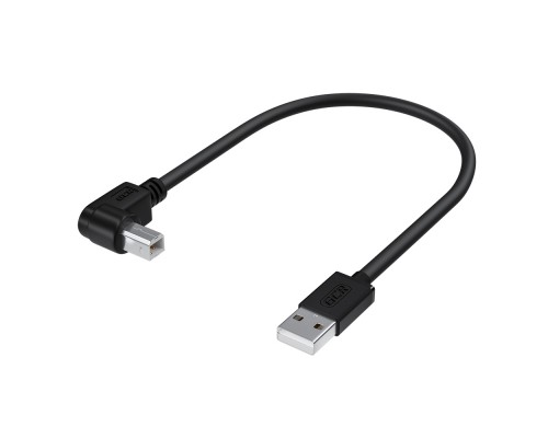 Кабель GCR 1.5m USB 2.0, AM/BM угловой, черный, 28/28 AWG, экран, армированный, GCR-52916