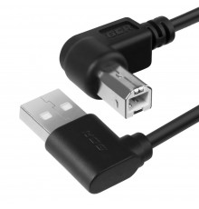 Кабель Greenconnect 1.5m USB 2.0, AM угловой/BM угловой, черный, 28/28 AWG, экран, армированный, морозостойкий, GCR-51172                                                                                                                                 