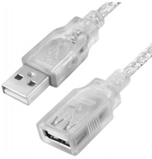 Удлинитель Greenconnect  0.75m USB 2.0, AM/AF, прозрачный, литой, 28/28 AWG, экран, армированный, морозостойкий, GCR-UEC21M-BB2S-0.75m                                                                                                                    