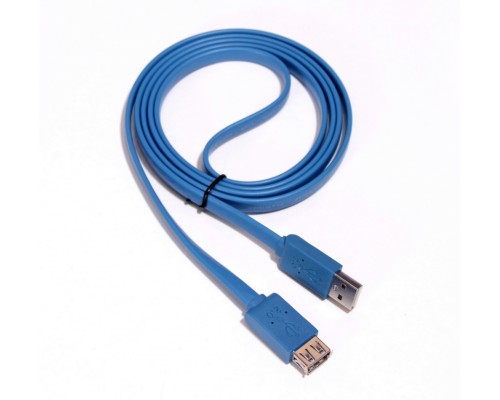 Удлинитель Greenconnect PROF 1.5m USB 2.0, AM/AF, плоский синий, морозостойкий, GCR-UEC2M2-BD-1.5m