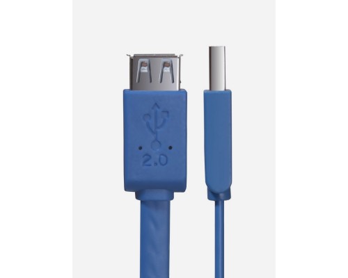 Удлинитель Greenconnect PROF 1.5m USB 2.0, AM/AF, плоский синий, морозостойкий, GCR-UEC2M2-BD-1.5m