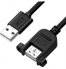 Удлинитель GCR 1.0m USB 2.0, AM/AF крепление под винт, черный, 30/30 AWG, GCR-52446                                                                                                                                                                       