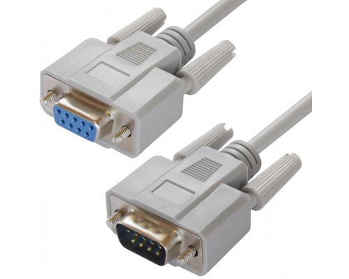 Удлинитель GCR 0.3m 0-модемный COM, DB9/DB9  9M/9F, серый, 30 AWG, GCR-51626