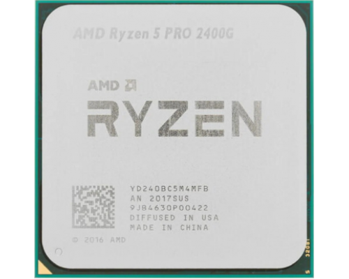 Процессор CPU AMD Ryzen 5 PRO 2400G, 4/8, 3.6-3.9GHz, 384KB/2MB/4MB, AM4, 65W, Radeon Vega 11, YD240BC5M4MFB