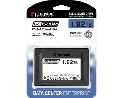 Накопитель SSD Kingston Enterprise SSD 1,92TB DC1500M U.2 PCIe NVMe SSD (R3300/W2700MB/s) 1DWPD (Data Center SSD for Enterprise)