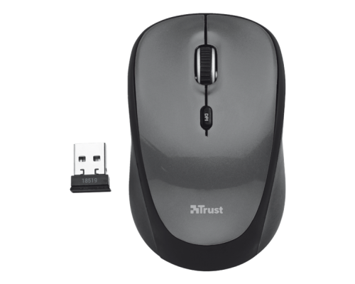 Мышь Trust Wireless Mouse Yvi, USB, 800-1600dpi, Black, подходит под обе руки [18519]