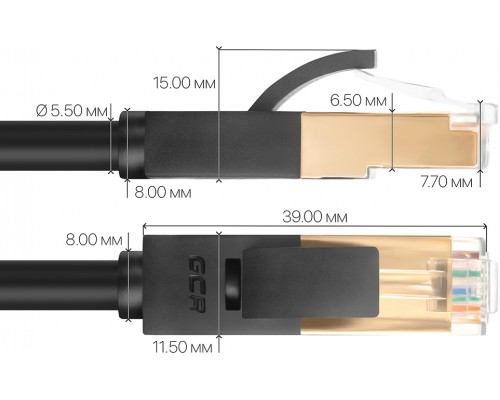 Патчкорд Greenconnect  PROF прямой 0.5m, FTP медь кат.6, черный, позолоченные контакты и  коннектор, 24 AWG, Deluxe GCR-LNCG626-0.5m, ethernet high speed 10 Гбит/с, RJ45, T568B