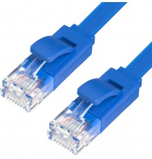 Патчкорд Greenconnect  PROF плоский прямой 2.0m, UTP медь кат.6, синий, позолоченные контакты, 30 AWG, GCR-LNC621-2.0m ethernet high speed 10 Гбит/с, RJ45, T568B                                                                                         