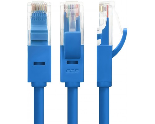 Патчкорд Greenconnect  прямой 3.0m, UTP кат.5e, синий, позолоченные контакты, 24 AWG, литой, GCR-LNC01-3.0m, ethernet high speed 1 Гбит/с, RJ45, T568B