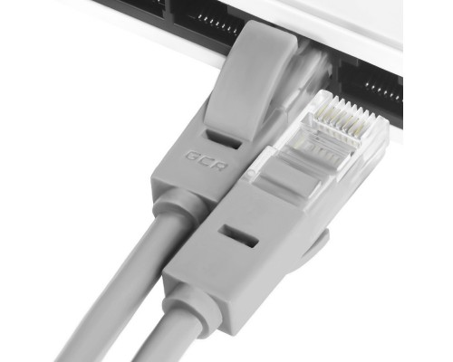 Патчкорд Greenconnect  прямой 6.0m UTP кат.5e, серый, позолоченные контакты, 24 AWG, литой, GCR-LNC03-6.0m, ethernet high speed 1 Гбит/с, RJ45, T568B