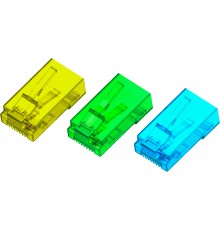 Коннектор цветной RJ-45 cat.5e UTP Male, для многожильного кабеля, 8p8c 15 шт (3 цвета по 5 шт), GCR-51802                                                                                                                                                