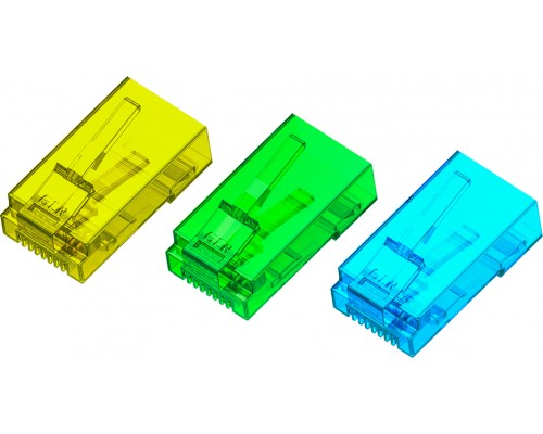 Коннектор цветной RJ-45 cat.5e UTP Male, для многожильного кабеля, 8p8c 15 шт (3 цвета по 5 шт), GCR-51802