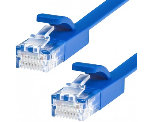 Патчкорд Greenconnect  PROF плоский прямой 1.5m, UTP медь кат.6, синий, 30 AWG, GCR-LNC621-1.5m ethernet high speed 10 Гбит/с, RJ45, T568B