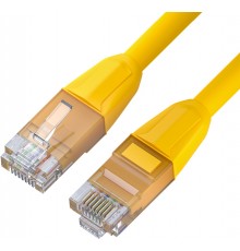 Патчкорд GCR  прямой 3.0m LSZH UTP кат.6, желтый, 24 AWG, литой без фиксатора, ethernet high speed, RJ45, T568B                                                                                                                                           