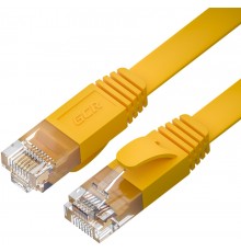 Патчкорд GCR  PROF плоский прямой 2.0m, UTP медь кат.6, желтый, 30 AWG, ethernet high speed 10 Гбит/с, RJ45, T568B, GCR-52827                                                                                                                             