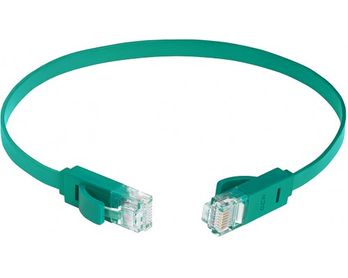 Патчкорд Greenconnect  PROF плоский прямой 0.5m, UTP медь кат.6, зеленый, 30 AWG, GCR-LNC625-0.5m, ethernet high speed 10 Гбит/с, RJ45, T568B