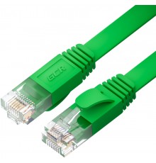 Патчкорд GCR  PROF плоский прямой 2.0m, UTP медь кат.6, зеленый, 30 AWG, ethernet high speed 10 Гбит/с, RJ45, T568B, GCR-52840                                                                                                                            