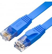 Патчкорд GCR  PROF плоский прямой 2.0m, UTP медь кат.6, синий, 30 AWG, ethernet high speed 10 Гбит/с, RJ45, T568B                                                                                                                                         