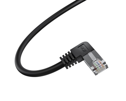 Патчкорд GCR  прямой 1.0m UTP кат.5e, черный, правый угол, литой, ethernet high speed, RJ45, T568B, GCR-53123