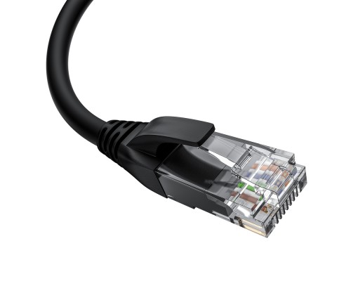 Патчкорд GCR  прямой 1.0m UTP кат.5e, черный, правый угол, литой, ethernet high speed, RJ45, T568B, GCR-53123