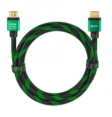 Кабель Greenconnect  1.0m HDMI версия 2.0, HDR 4:2:2, Ultra HD, 4K 60 fps 60Hz/5K*30Hz, 3D, AUDIO, 18.0 Гбит/с, 28/28 AWG, OD7.3mm, тройной экран, BICOLOR нейлон, AL корпус зеленый, GCR-51485                                                           