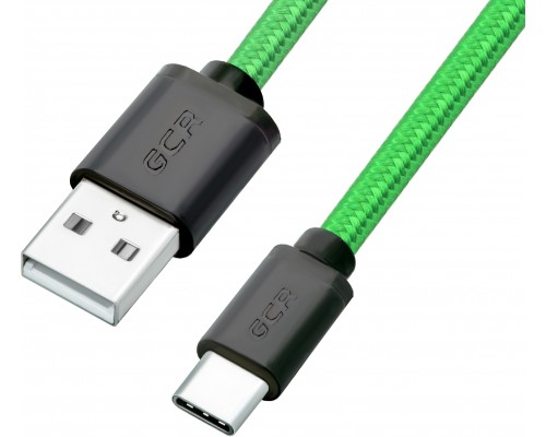 Кабель Greenconnect  1.0m USB 2.0, AM/CM, зеленый нейлон, черные коннекторы, 28/28 AWG, GCR-51744