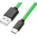 Кабель Greenconnect  1.0m USB 2.0, AM/CM, зеленый нейлон, черные коннекторы, 28/28 AWG, GCR-51744