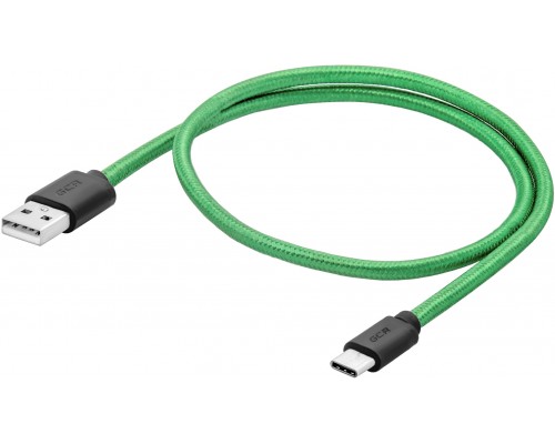 Кабель Greenconnect  1.0m USB 2.0, AM/CM, зеленый нейлон, черные коннекторы, 28/28 AWG, GCR-51744