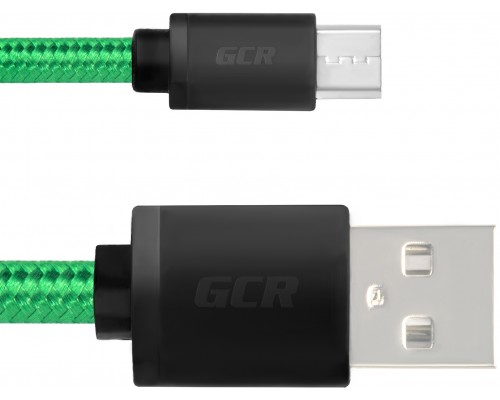 Кабель Greenconnect  1.0m USB 2.0, AM/CM, зеленый нейлон, черные коннекторы, 28/28 AWG, GCR-51744