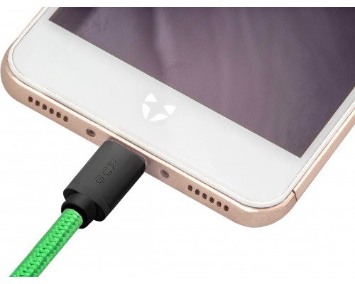 Кабель Greenconnect  1.0m USB 2.0, AM/CM, зеленый нейлон, черные коннекторы, 28/28 AWG, GCR-51744