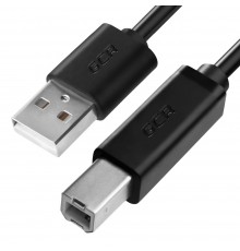 Кабель Greenconnect  1.0m USB 2.0, AM/BM, черный, 28/28 AWG, экран, армированный, морозостойкий, GCR-UPC5M-BB2S-1.0m                                                                                                                                      