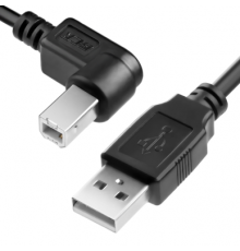 Кабель Greenconnect  1.8m USB 2.0, AM/BM угловой, черный, 28/28 AWG, экран, армированный, морозостойкий, GCR-UPC3M2-BB2S-1.8m                                                                                                                             