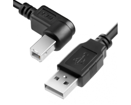 Кабель Greenconnect  1.8m USB 2.0, AM/BM угловой, черный, 28/28 AWG, экран, армированный, морозостойкий, GCR-UPC3M2-BB2S-1.8m