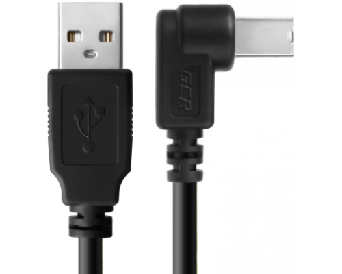 Кабель Greenconnect  1.8m USB 2.0, AM/BM угловой, черный, 28/28 AWG, экран, армированный, морозостойкий, GCR-UPC3M2-BB2S-1.8m