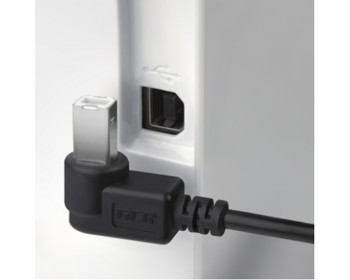 Кабель Greenconnect  1.8m USB 2.0, AM/BM угловой, черный, 28/28 AWG, экран, армированный, морозостойкий, GCR-UPC3M2-BB2S-1.8m