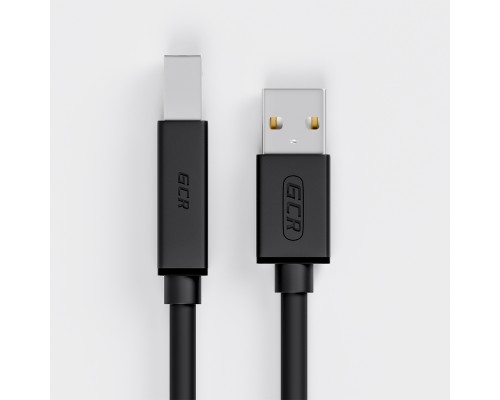 Кабель Greenconnect  1.5m USB 2.0, AM/BM, черный, 28/28 AWG, экран, армированный, морозостойкий, GCR-UPC5M-BB2S-1.5m