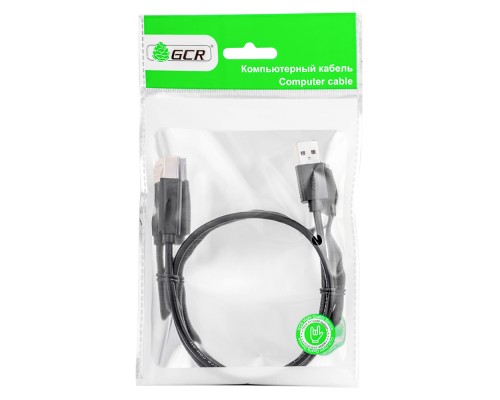 Кабель Greenconnect  1.5m USB 2.0, AM/BM, черный, 28/28 AWG, экран, армированный, морозостойкий, GCR-UPC5M-BB2S-1.5m