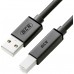 Кабель Greenconnect  1.5m USB 2.0, AM/BM, черный, 28/28 AWG, экран, армированный, морозостойкий, GCR-UPC5M-BB2S-1.5m