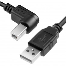 Кабель Greenconnect  3.0m USB 2.0, AM/BM угловой, черный, 28/28 AWG, экран, армированный, морозостойкий, GCR-UPC3M2-BB2S-3.0m                                                                                                                             