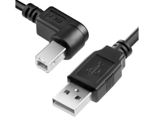 Кабель Greenconnect  3.0m USB 2.0, AM/BM угловой, черный, 28/28 AWG, экран, армированный, морозостойкий, GCR-UPC3M2-BB2S-3.0m