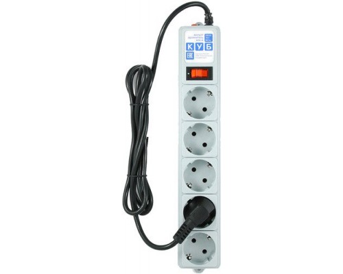 Фильтр Surge protector Power Cube B 5.0 m 5 outlets (gray) 10A / 2.2kW