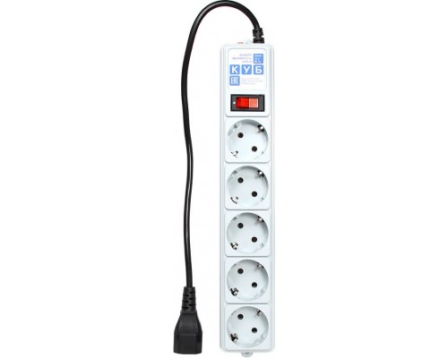 Фильтр Surge protector Power Cube  0.5 m, 5 outlets (GRAY) 10A / 2.2kVt,  C14 input