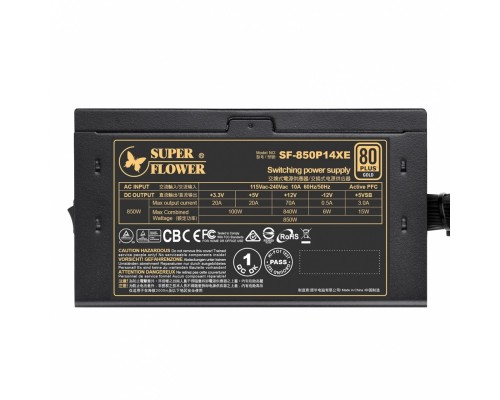 Блок питания Super Flower Power Supply Legion GX PRO Gold, 850W, ATX, 120mm, 9xSATA, 4xPCI-E(6+2), APFC, 80+ Gold, Semi Modular