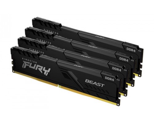 Оперативная память Kingston 128GB 3000MHz DDR4 CL16 DIMM (Kit of 4) FURY Beast Black