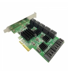 Контроллер Speed dragon FG-EST25A-1-3L01 PCI-E SATA 6G 16 port, Asmedia ASM2806+4*ASM1064                                                                                                                                                                 