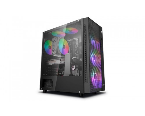 Корпус Deepcool MATREXX 55 MESH ADD-RGB 4F без БП, боковое окно (закаленное стекло), 3xARGB 120мм ветилятора спереди, 1xARGB 120мм ветилятор сзади, черный, ATX