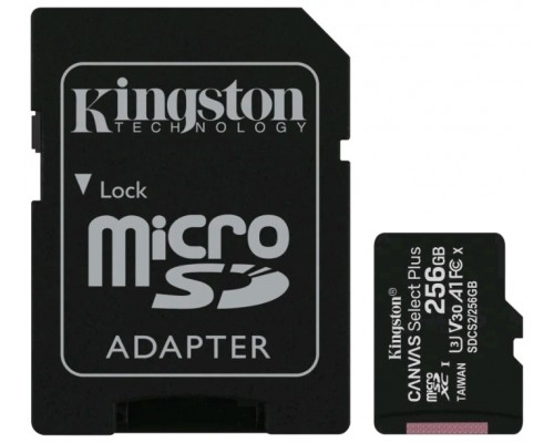 Карта памяти MicroSDXC 256GB  Kingston Class 10 UHS-I U1 Canvas Select Plus + адаптер  [SDCS2/256GB]
