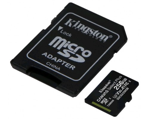 Карта памяти MicroSDXC 256GB  Kingston Class 10 UHS-I U1 Canvas Select Plus + адаптер  [SDCS2/256GB]