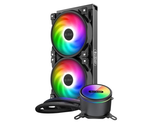 Комплект водяного охлаждения PCCooler GI-CX240 ARGB LGA2066/2011/1366/115х/775/AM4/FM1/2/2+/AM2/2+/3/3+ (6шт/кор, TDP 250W, 3 pin 5V Addressable RGB подсветка, 2х120mm PWM VortexPro FAN) RET